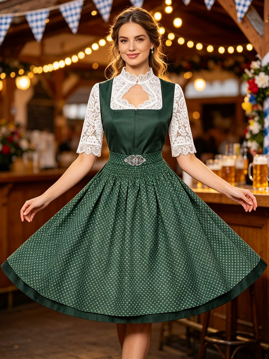 Robe Dirndl mi-longue pour femme style Oktoberfest déguisements costumes de fêtes robe bleue rétro d'Halloween pour femme adulte ensemble d'Halloween