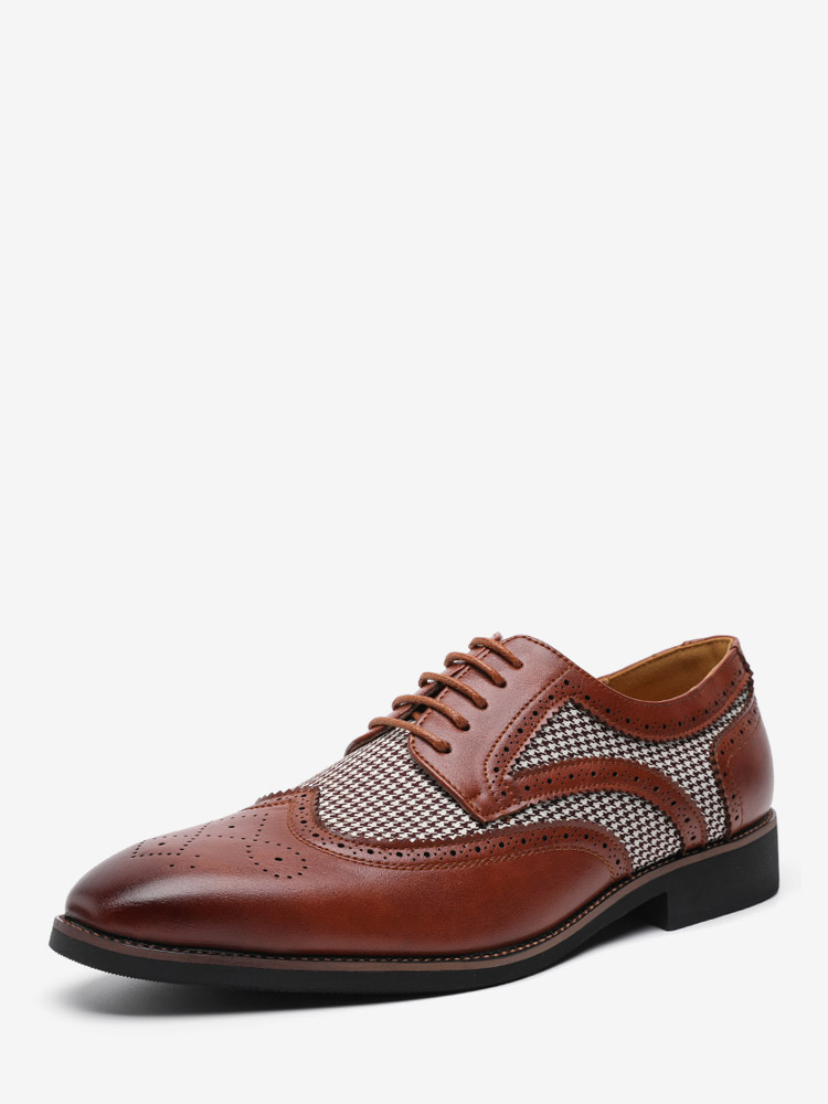 Chaussures Oxford pour hommes bout rond patchwork lacets.