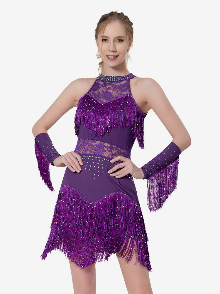 Robe de danse latine sexy salsa cha-cha tango costume de danse de salon robe jupe à franges rumba
