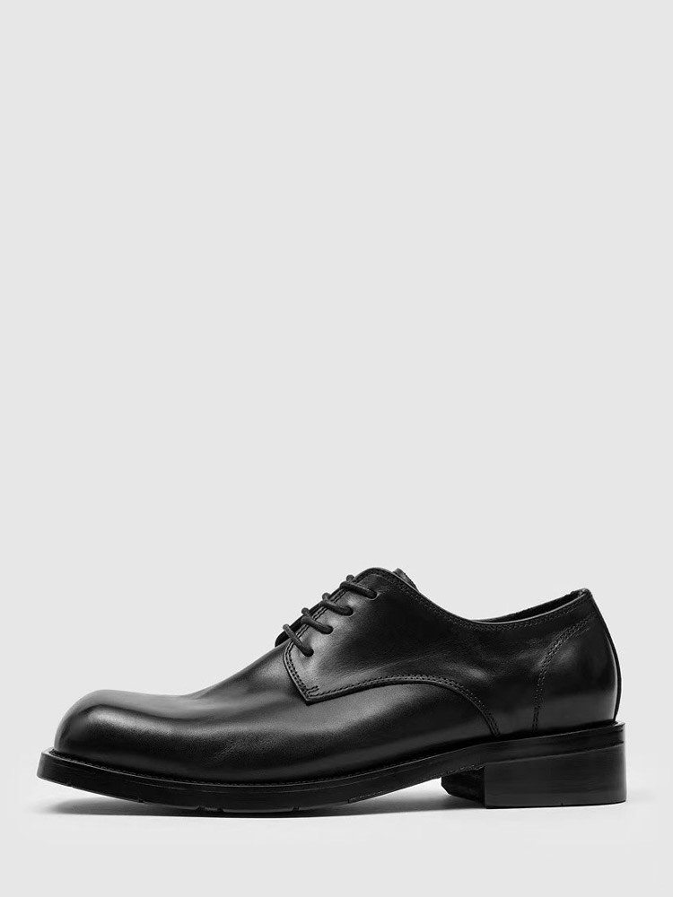 Chaussures habillées noires à bout carré et lacets chaussures de soirée
