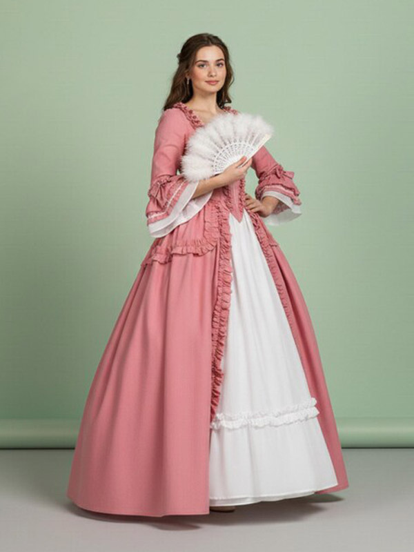 Robe rose victorienne robe médiévale robe de soirée rose Renaissance pour femme