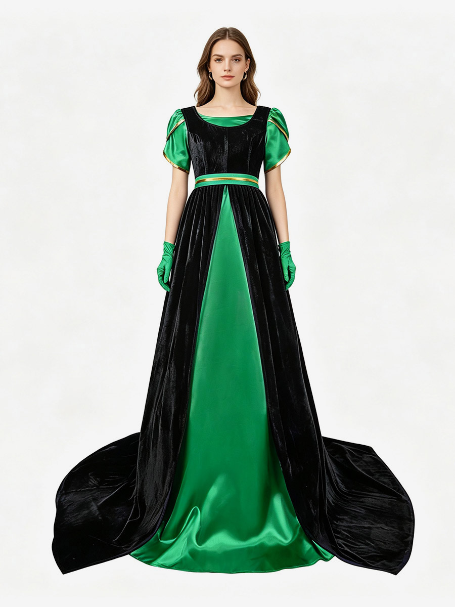 Robe de bal victorienne style Régence taille empire pour femme style années 1800.