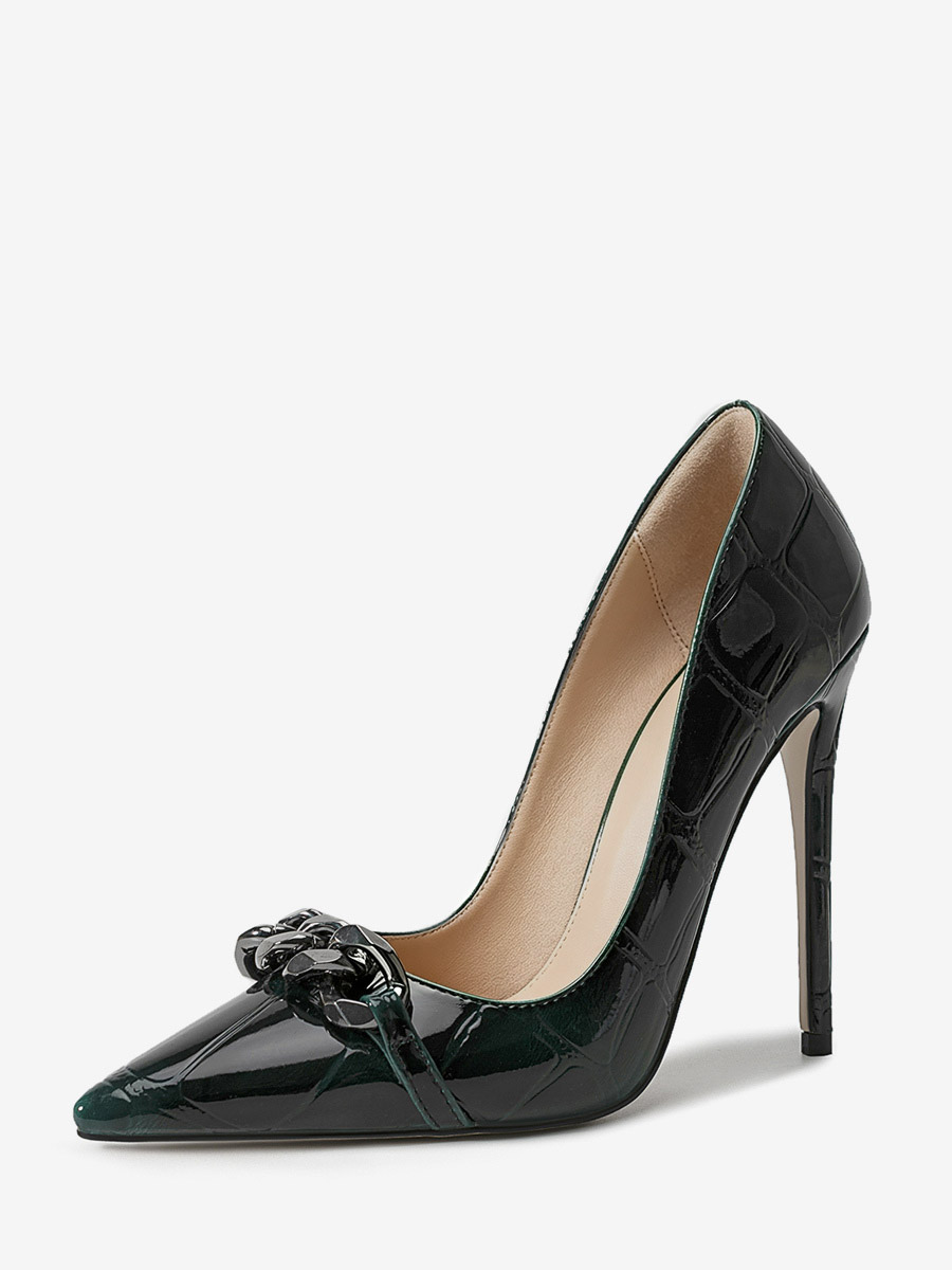 Damen-Pumps mit hohem Absatz spitzer Zehenpartie Metalldetails zum Hineinschlüpfen