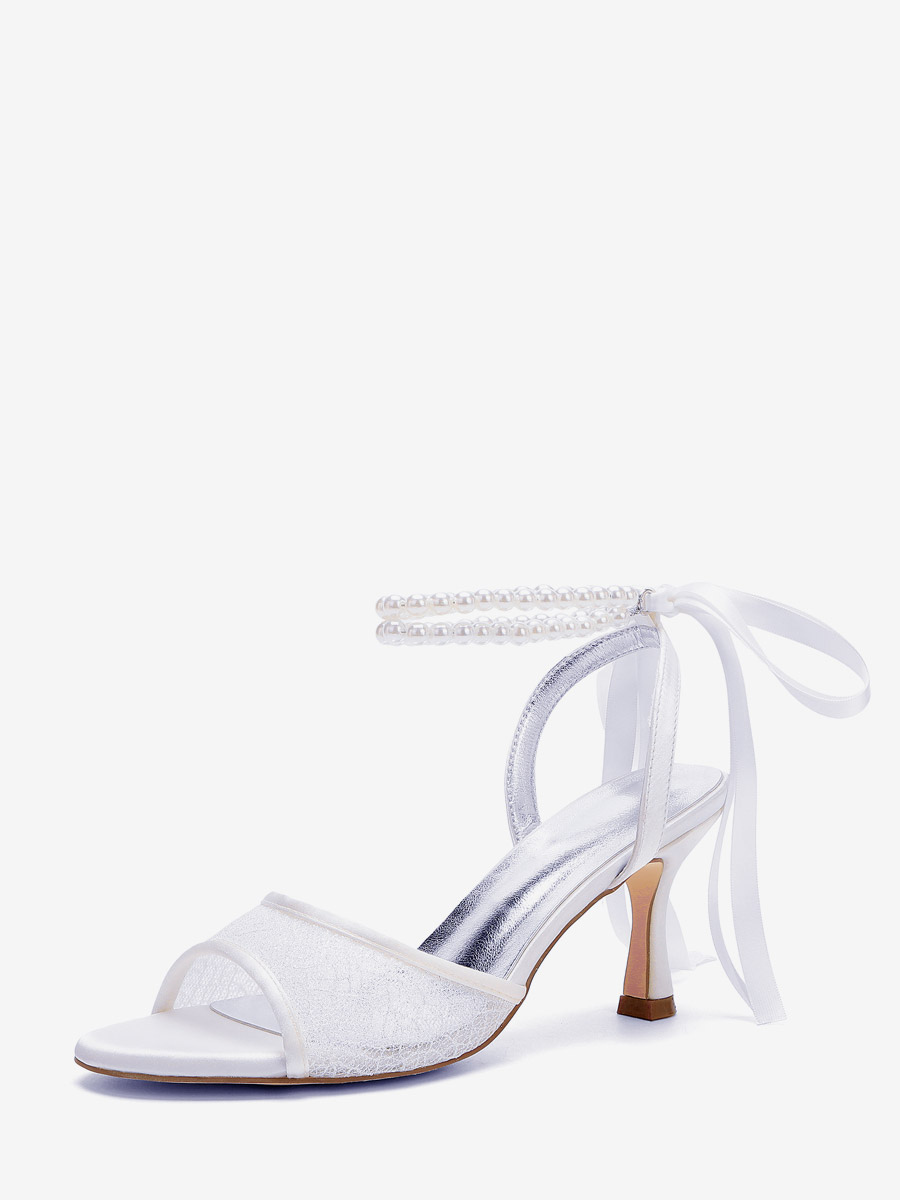 Chaussures de mariage en résille à bout ouvert et strass à talons hauts