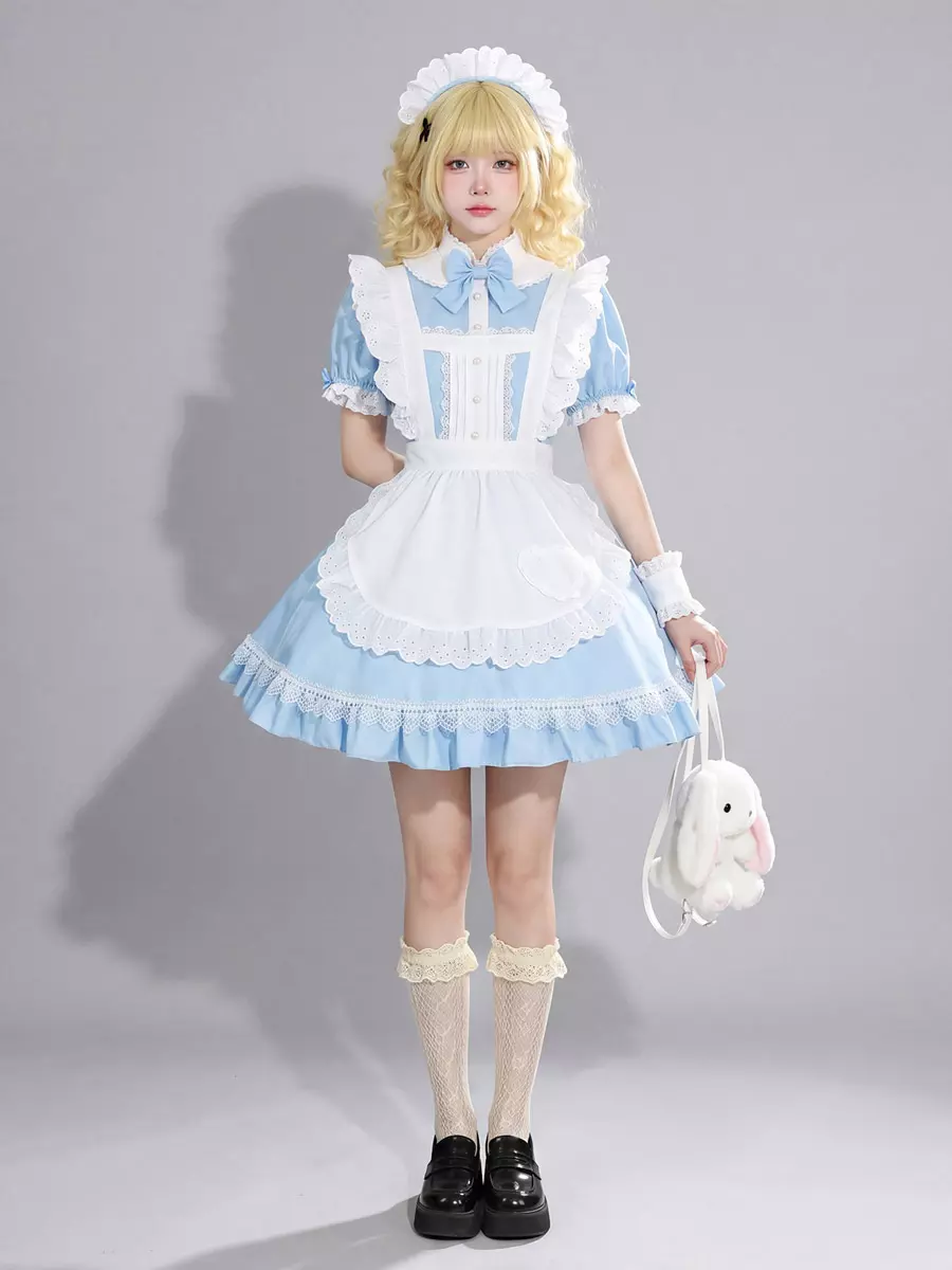 blue french maid dress Sweet Lolita Sky Costume Women Lolita Dress Anime cosplay