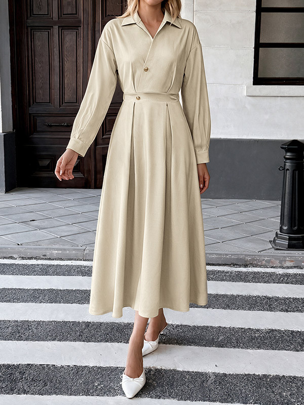 Hemdkleid in Hellaprikose lang Damenmode elegant lässig schick