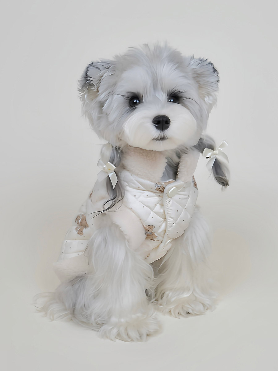 Gilet matelassé blanc pour chien doublé polaire rembourré pour petits chiens pour un hiver au chaud