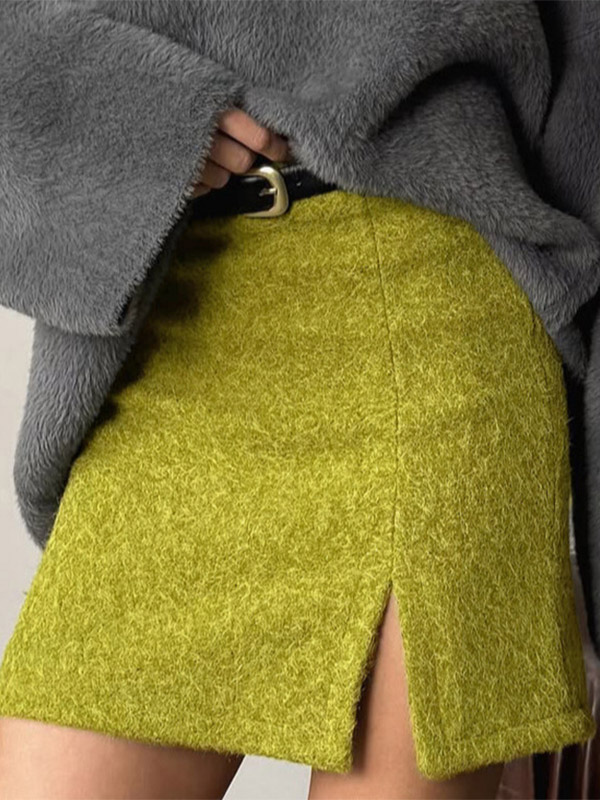 Skirts Olive Elegant Winter Mini Women's Bottoms