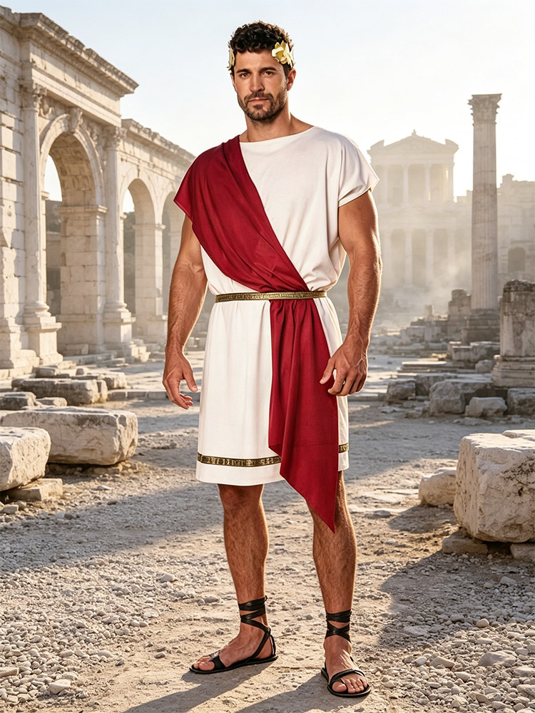 Costume médiéval d'Halloween déguisement de dieu grec antique pour homme toge romaine rétro tunique d'empereur romain avec jupe de gladiateur