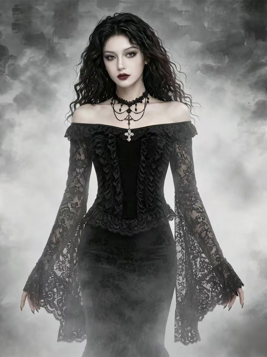 Déguisements de fantôme costumes en vedette costumes noirs pour femmes adultes costumes gothiques de Noël en polyester
