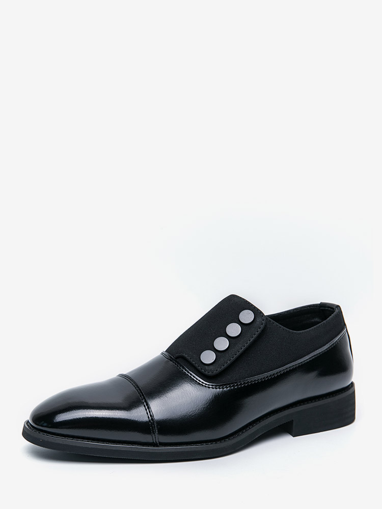 Mocassins noirs pour hommes bout rond ornés de perles chaussures décontractées à enfiler