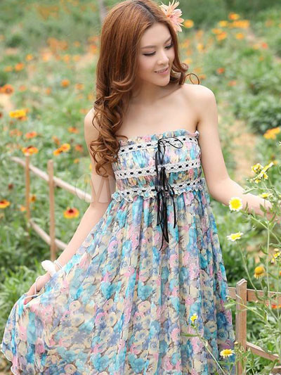 Floral Layered Chiffon Womens Summer Dress - Milanoo.com
