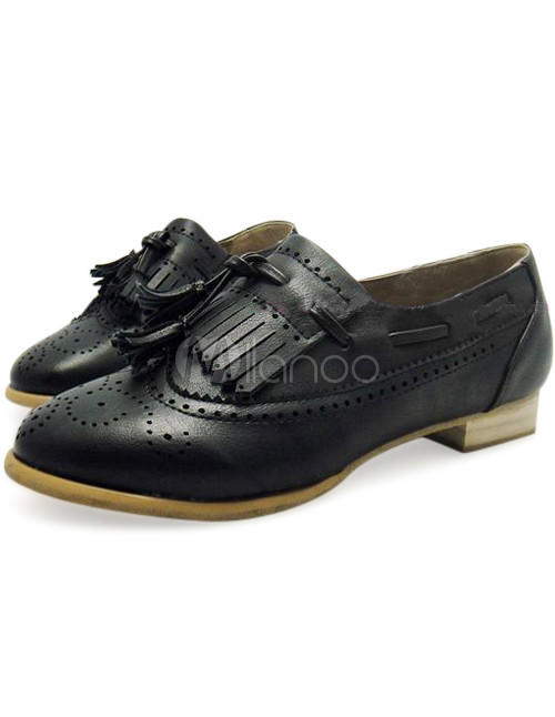 Casual Fringe Perforated LaceUp Synthetic Womens Oxford Shoes
