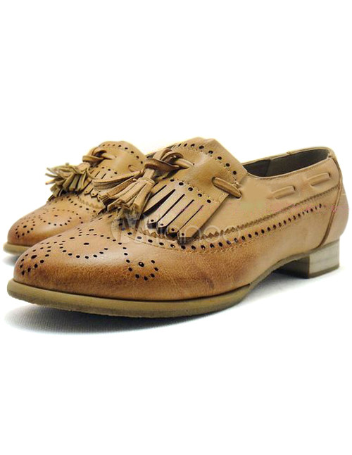 Casual Fringe Perforated LaceUp Synthetic Womens Oxford Shoes