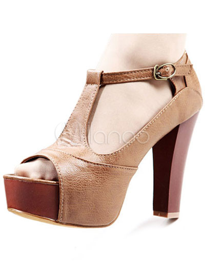 tan suede chunky heels
