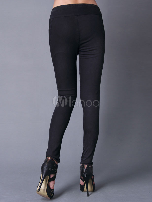 Slimming Black Cotton Women's Skinny Jean Leggings