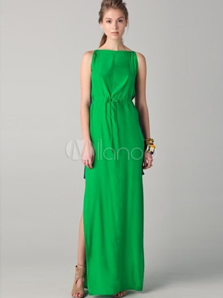 Abito lungo verde classico elegante di poliestere - Milanoo.com