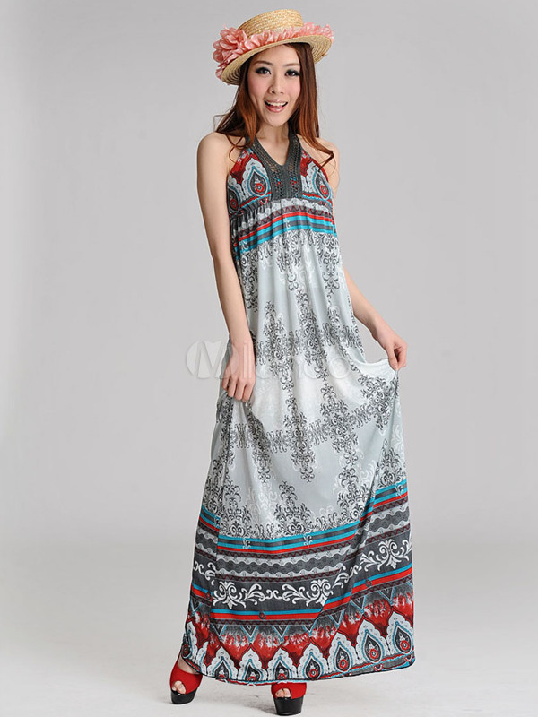 poplin backless maxi dress