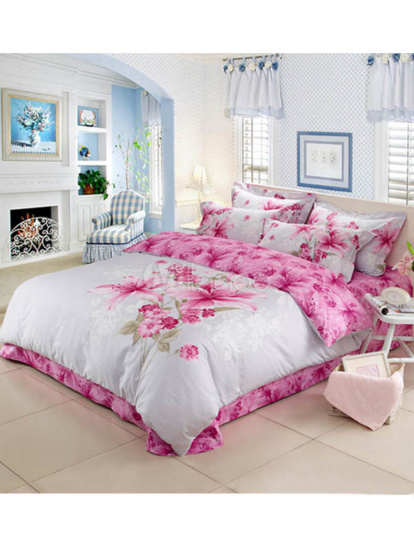Classic Lily Flower Cotton Bedding Set