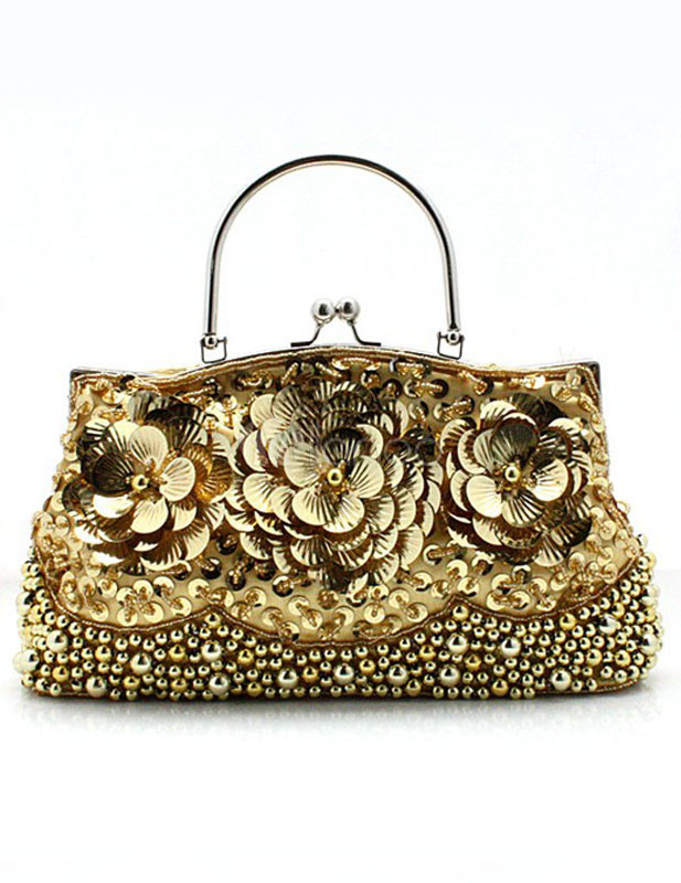 gold sequin evening bag