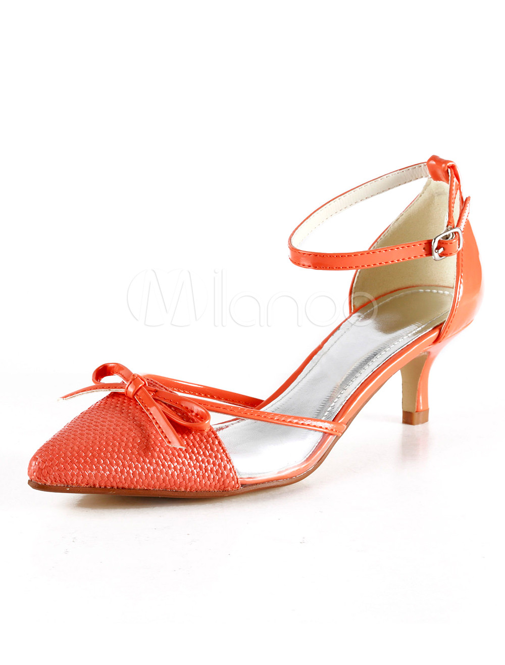 orange low heels