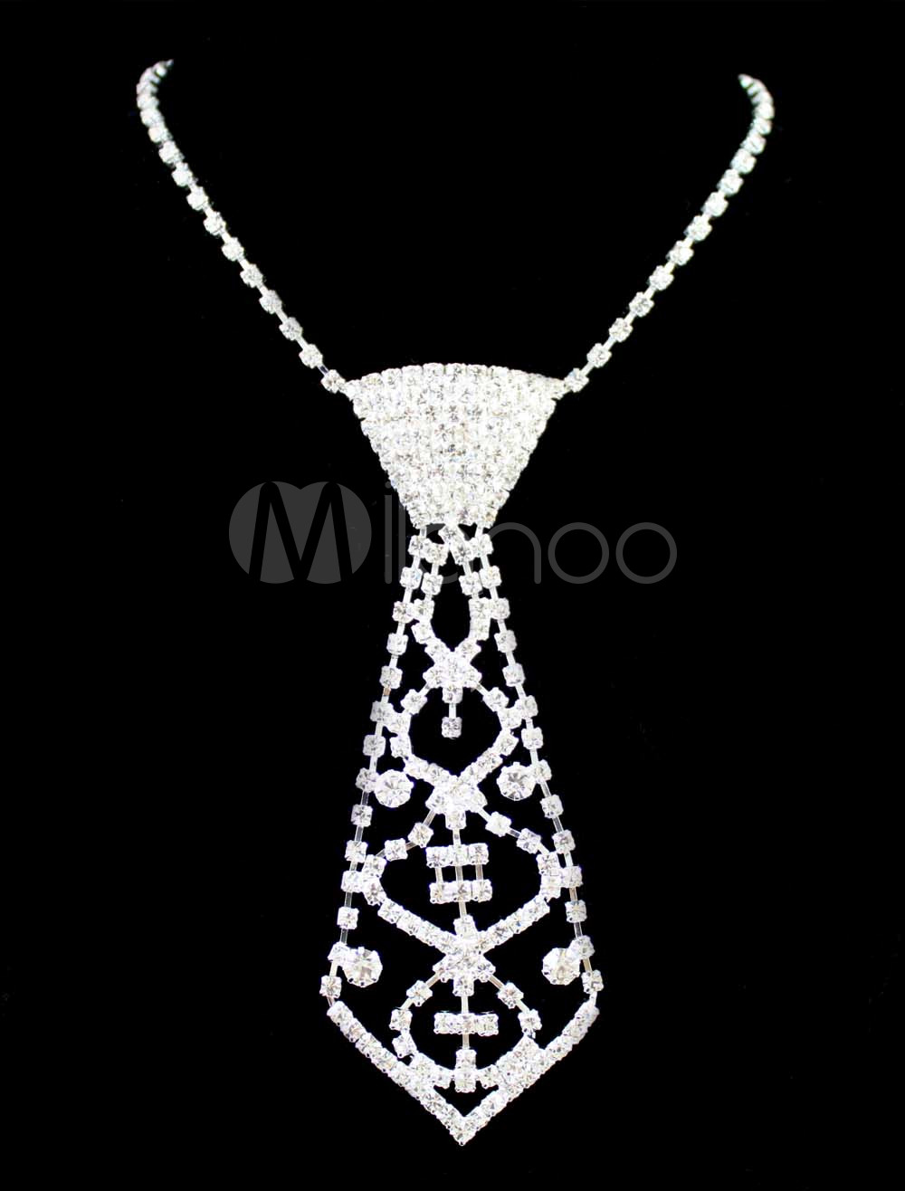 Deluxe Glittery White Diamond Beading Wedding Necklace - Milanoo.com