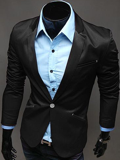 Cool Black Cotton Blend Single Button Men's Casual Suit - Milanoo.com