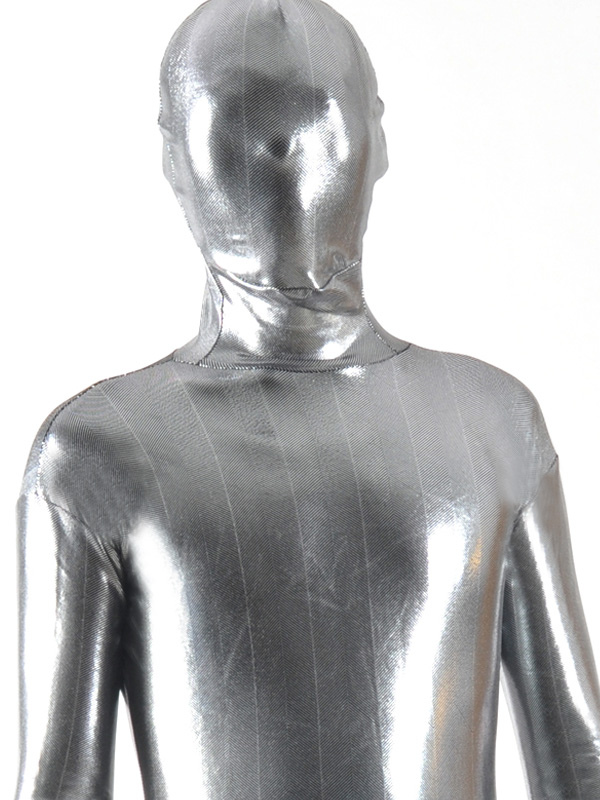 Morph Suit Silver Shiny Metallic Fabric Zentai Suit Unisex Full Body