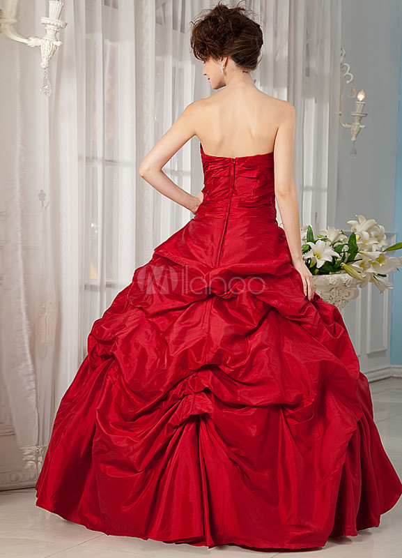 Red Strapless Taffeta Woman's Ball Gowns - Milanoo.com