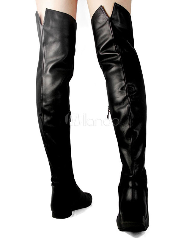 over the knee black pointed boots