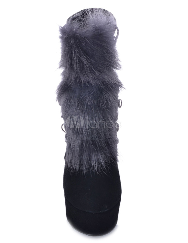 high heel sheepskin boots