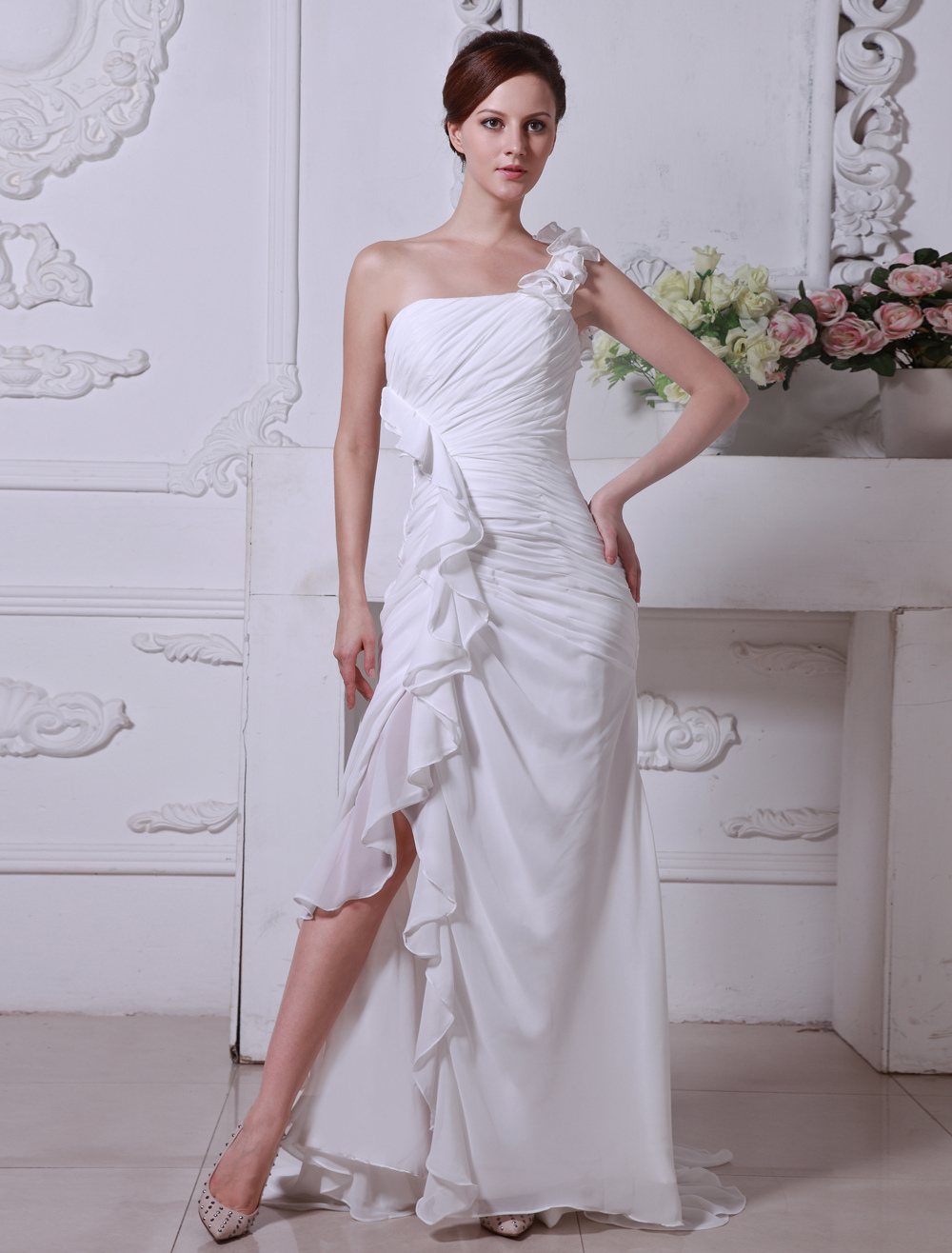 Floor Length Column Wedding Dress