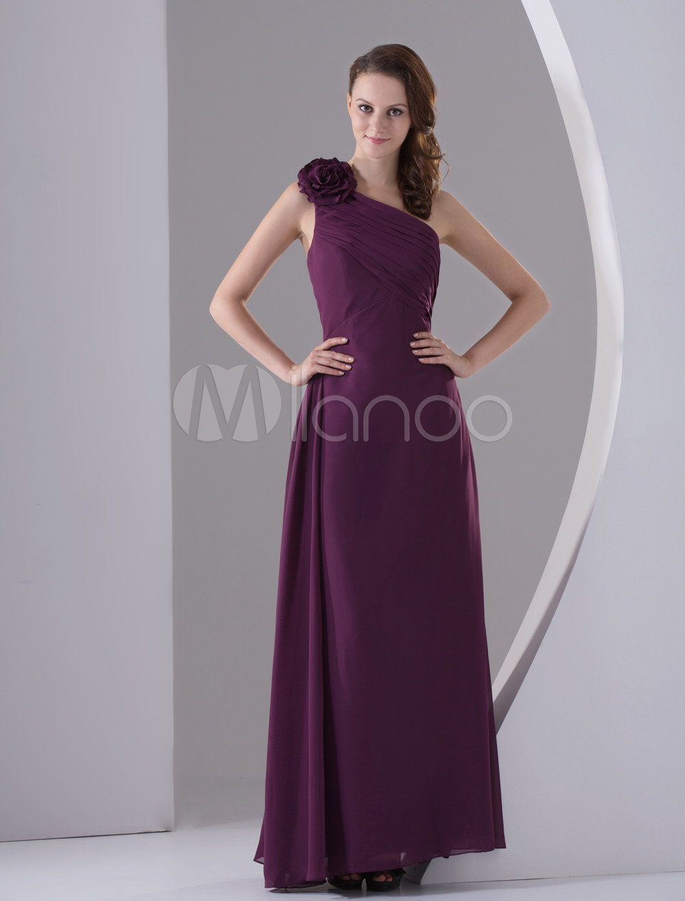 Vestido de damas de color morado de línea A - Milanoo.com