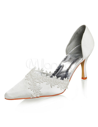 Applique Pointed Toe Bridal Wedding Shoes - Milanoo.com