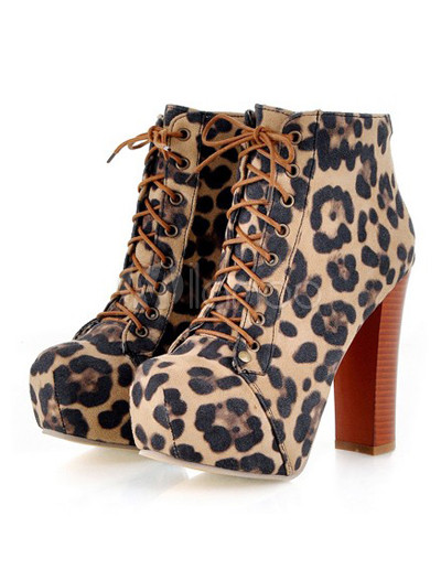leopard chunky heel boots