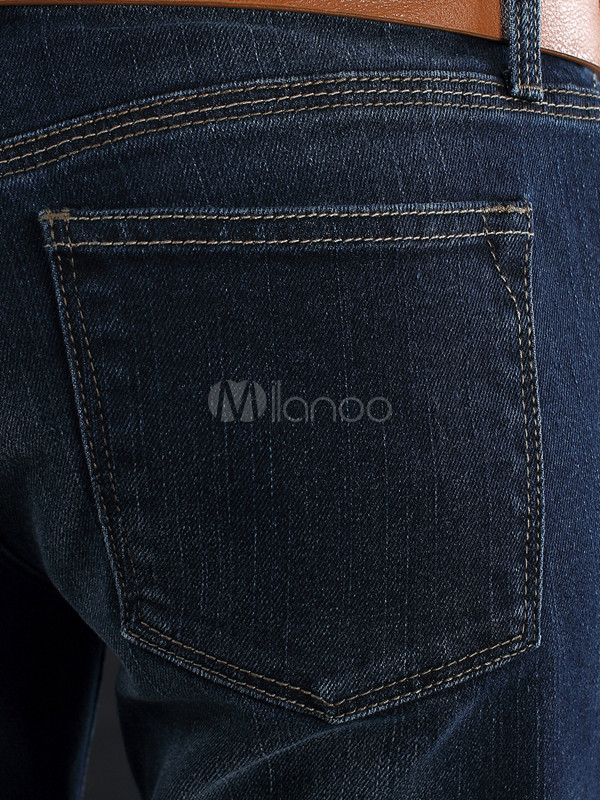 Blue Flared Design Cotton Woman's Jeans - Milanoo.com