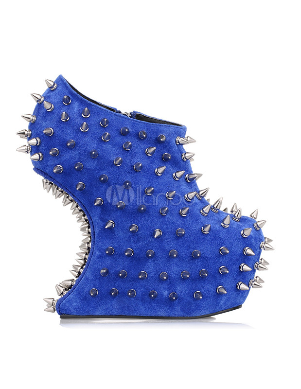 scarpe con zeppa blu