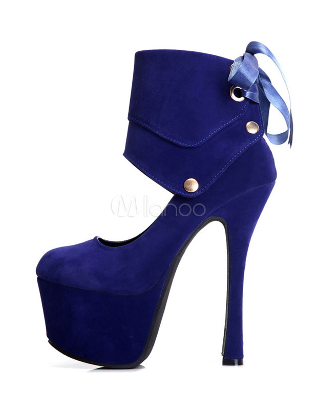 blue platform booties