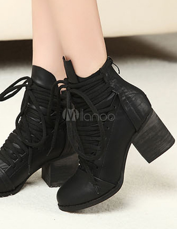 black booties chunky heel