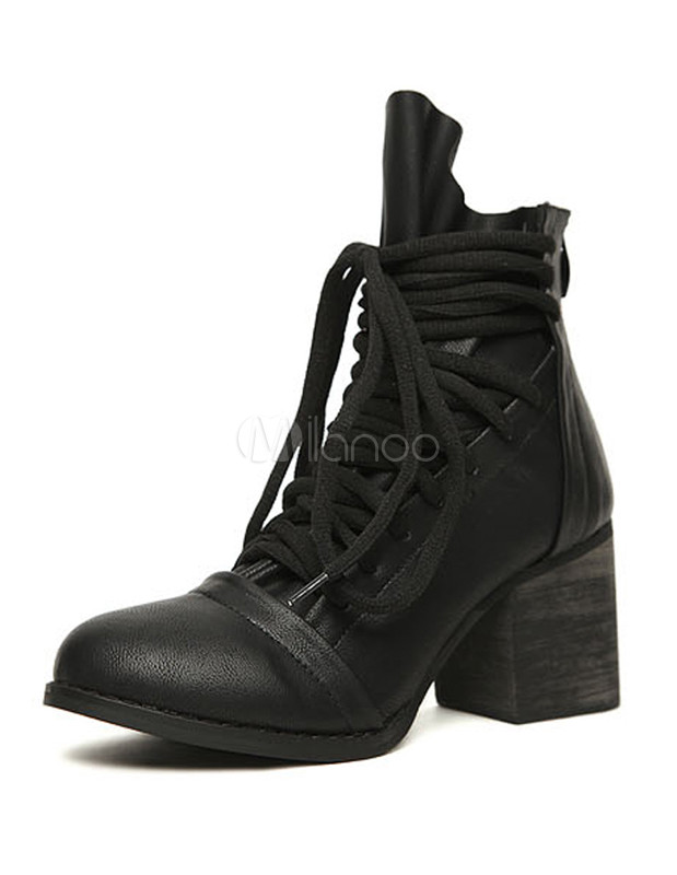 round toe chunky heel booties