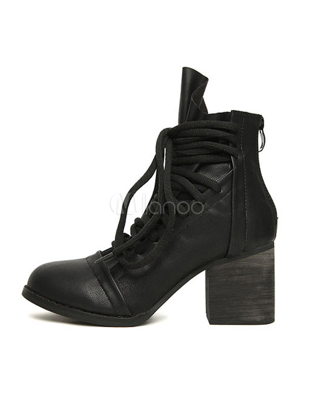 round toe chunky heel booties
