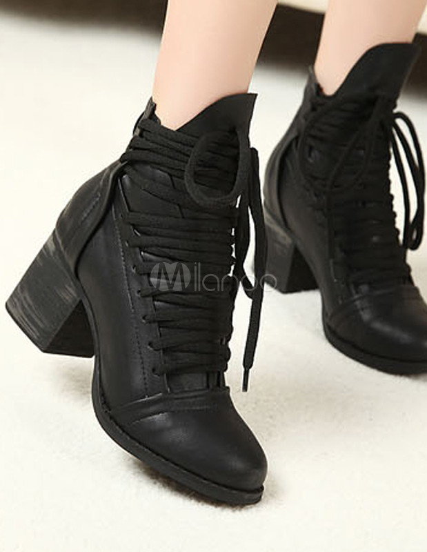 black booties chunky heel