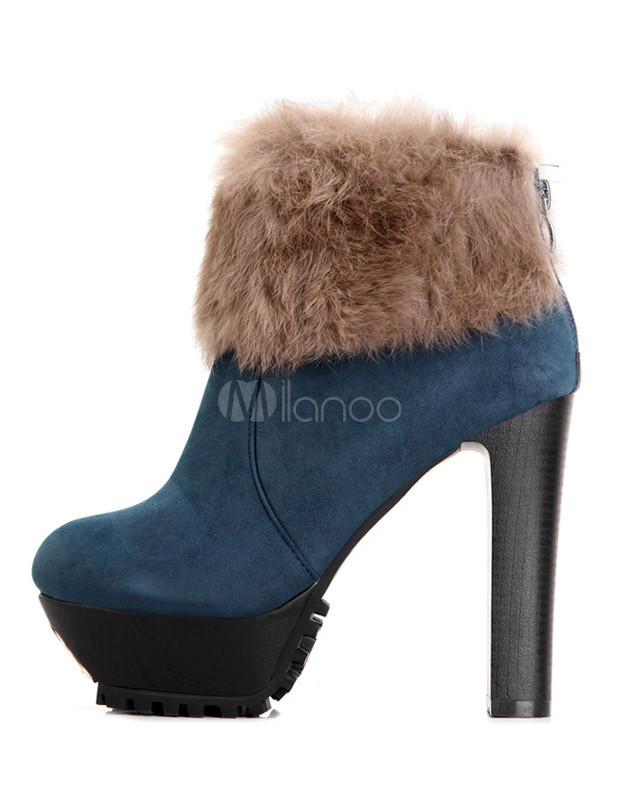 blue furry heels