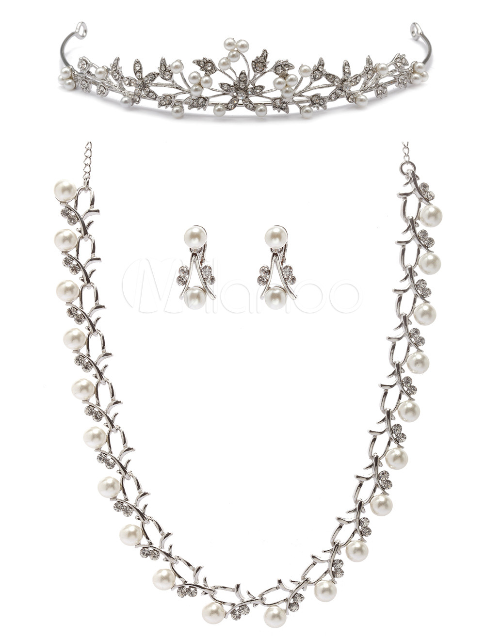 Concise Faux Pearl Metal Jewelry Set For Wedding