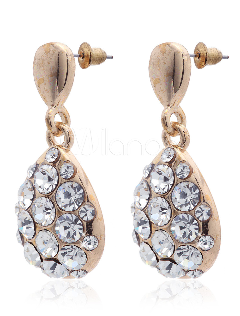 Gold Rhinestone Waterdrop Women's Trendy Earrings