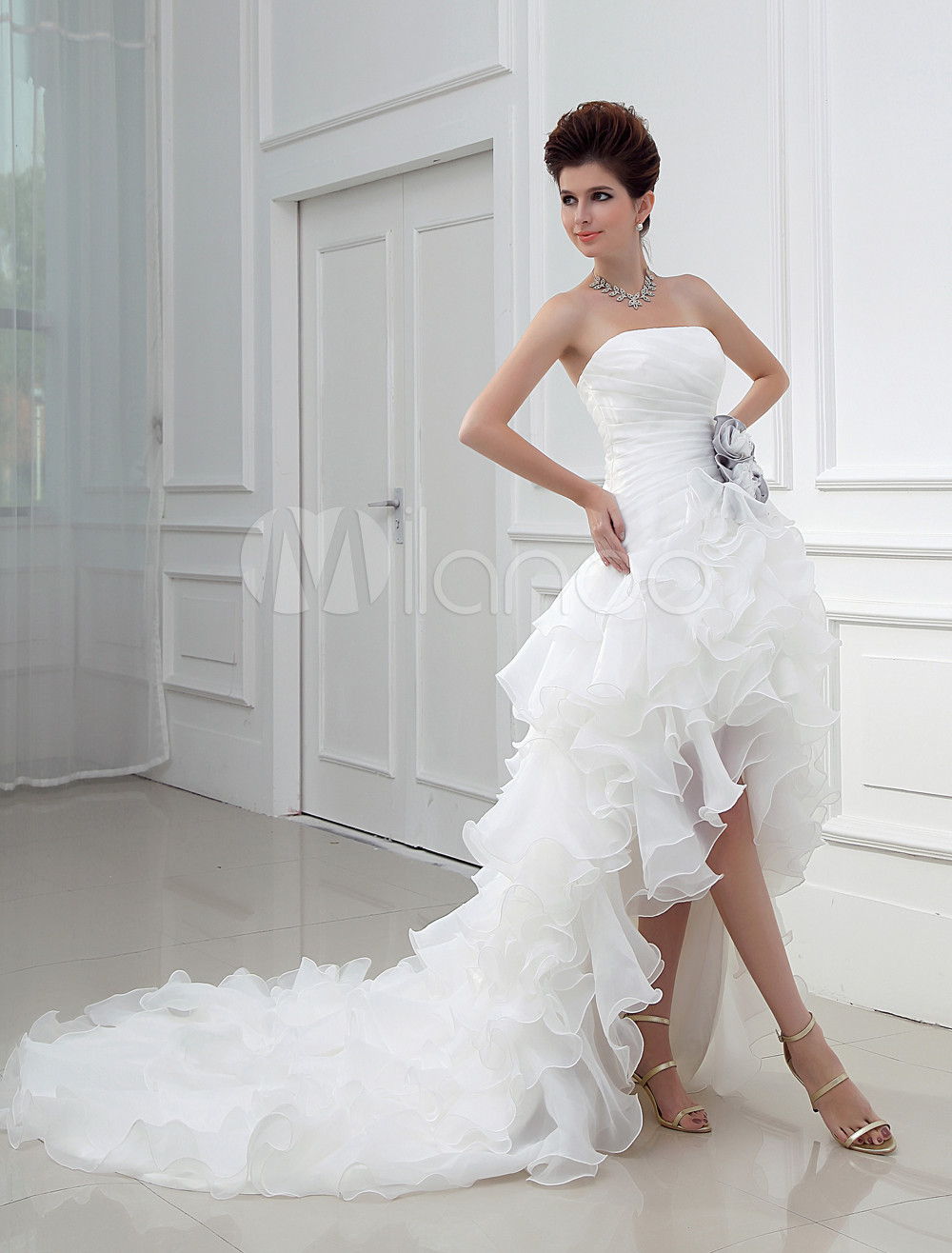 Asymmetrical Ivory Wedding Dress