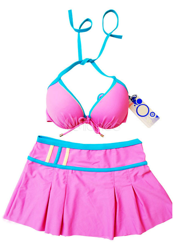 Sweet Bow Polyester Lace up Women's Skirted Swimwear - Milanoo.com