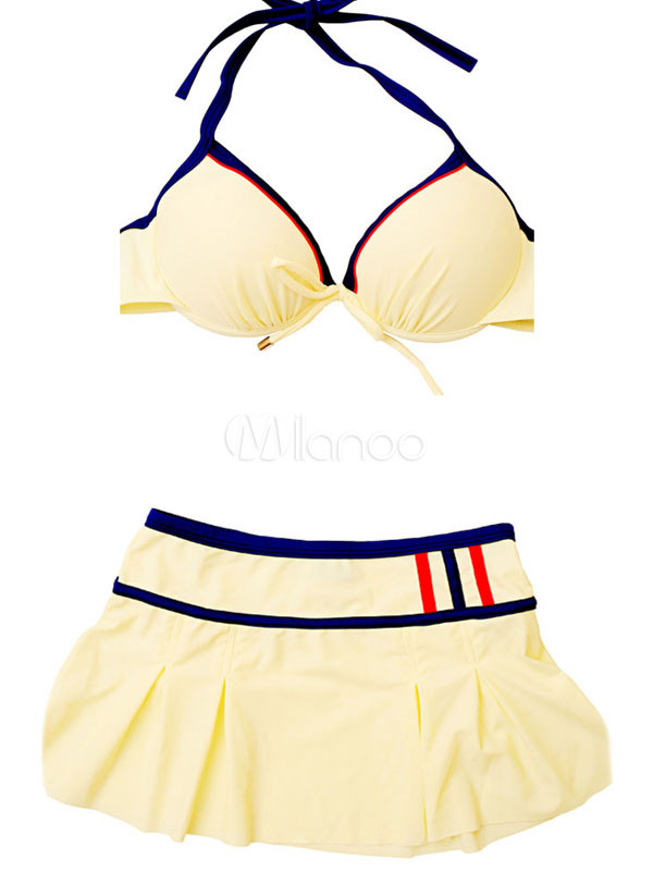 Sweet Bow Polyester Lace up Women's Skirted Swimwear - Milanoo.com