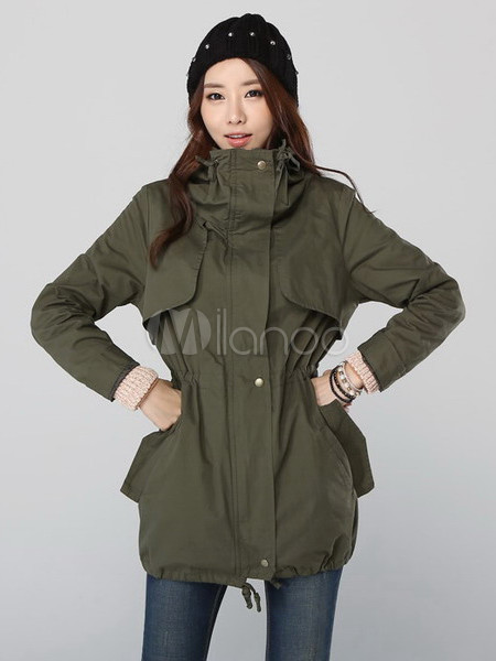 Vintage Hunter Green Long Sleeves Woman's Outerwear - Milanoo.com