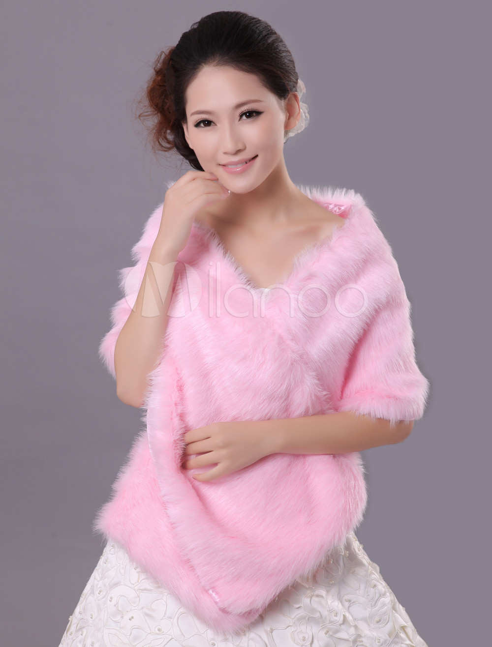 bridal faux fur shawl
